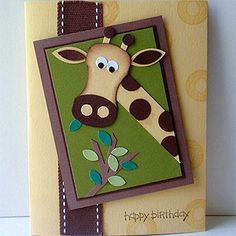 a birthday card with a giraffe on it