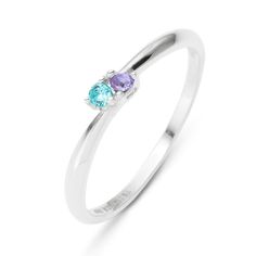 This Petite 2 Stone Birthstone Mother's Silver Ring makes the perfect gift for couples, moms or grandmas. The thin sterling silver band is customized with two cubic zirconia birthstones of your choosing to represent you and your significant other or your loved ones. Mothers Ring Ideas, Necklaces For Mom, Coordinates Jewelry, Mothers Ring, Jewelry For Kids, Mom Ring, Family Tree Necklace, Mother Rings, Monogram Jewelry