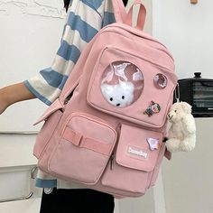 KAWAII LITTLE BEAR BACKPACK High School Bags, School Rucksack, Grunge Accessories, Kawaii Backpack, Purple Backpack, Bags For Teens, College Backpack, School Bags For Girls, Boys Backpacks