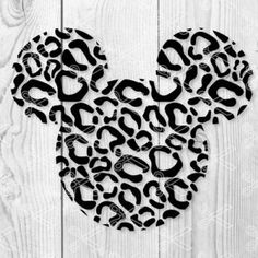 mickey mouse cutout with black and white leopard print