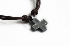 Mens Handmade Genuine Leather Cross Pendant Brown Surfer Necklace | eBay Casual Leather Jewelry As Gift, Casual Handmade Jewelry For Everyday Use, Casual Brown Jewelry As Gift, Vintage Leather Necklace For Gift, Vintage Leather Necklace As Gift, Brown Waxed Finish Jewelry As Gift, Brown Jewelry With Waxed Finish As Gift, Casual Cross Jewelry For Gifts, Casual Cross Jewelry Gift