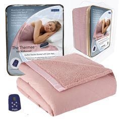 thermoene micro blanket and pillow set is in its box with instructions on how to use it