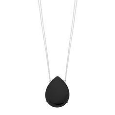 "For alluring style, add this sterling silver onyx teardrop necklace to your ensemble.NECKLACE DETAILS Length: 16 in. with 4-in. extender Drop length: 1.6 in. Clasp: lobster-claw Metal: sterling silver Plating: rhodium Packaging: boxed STONE DETAILS Stone type: onyx Total weight: 62 ct. Shape: teardrop Setting: prong Gemstones may have been treated to enhance their appearance. Special care may be required.  Size: 18"". Color: Black. Gender: female. Age Group: adult." Teardrop Necklace, Lobster Claw, Pendant Jewelry, Gender Female, Jewelry Necklace Pendant, Onyx, Age Group, Silver Necklace, Jewelry Necklaces