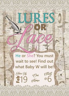 a sign that says, luke's or lace he or she? you must wait to see find out what baby will be