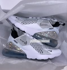 Custom Made to Order Crystal Bling Nike Air Max 270's with Silver Clear Crystals! UK 3 - EU 36 - US 5.5 UK 3.5 - EU 36.5 - US 6 UK 4 - EU 37.5 - US 6.5    UK 4.5 - EU 38 - US 7 UK 5 - EU 38.5 - US 7.5    UK 5.5 - EU 39 - US 8 UK 6 - EU 40 - US 8.5 UK 6.5 - EU 40.5 - US 9    UK 7 - EU 41 - US 9.5 UK 7.5 - EU 42 - US 10 UK 8 - EU 42.5 - US 10.5 UK 8.5 - EU 43 - US 11 UK 9 - EU 44 - US 11.5 Nike's first lifestyle Air Max brings you style, comfort and big attitude in the Nike Air Max 270. The design White Sporty Sneakers, Nike Rosa, Wallpaper Nike, Womens Nike Air Max 270, Bling Nike, Nike Air Max 270 White, Nike Air Max Pink, Swarovski Nike, Pretty Sneakers