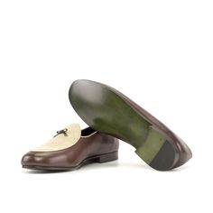 Classic Belgian slippers with a contrasting double monk strap. Perfect for occasions as it can be worn as a slip on yet looking as formal as any formal occasion shoes. They provide the looks of apron and double monk style at the same time. The Details: Materials: ice linen + dark brown box calf + dark brown painted calf + nude painted calf Lining: selwin calf leather Sole: forest green slipper leather sole The Fine Print: Shoe production timeline/shipping Can vary from 20-30 days from the date o Timeless Slip-on Monk Strap Shoes For Galas, Semi-formal Slip-on Tassel Loafers With Rubber Sole, Semi-formal Monk Strap Shoes With Rubber Sole, Elegant Slip-on Oxfords With Contrast Sole, Elegant Brown Slip-on Monk Strap Shoes, Semi-formal Slip-on Tassel Loafers With Brogue Detailing, Office Monk Strap Slip-on Shoes With Leather Sole, Brown Moccasins With Contrast Sole For Formal Occasions, Slip-on Monk Strap Shoes With Brogue Detailing For Galas