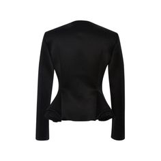 FINAL SALE This black Christopher Kane jacket features a high rounded neck and a tailored construction with godet at the front accented with tulle. Hidden front hook and eye closures. 70% polyamide, 17% viscose, 13% acetate. Fully lined. Manufacturer Style No. JK406WS5W03. This style runs true to size.Made in Italy Size UK8 Bust 33" Waist 28" Length shoulder to hem:23" Winter Evening Outerwear With Concealed Front Fastening, Tailored Evening Outerwear With Concealed Front Fastening, Elegant Evening Outerwear With Concealed Fastening, Fall Evening Outerwear With Concealed Fastening, Black Long Sleeve Blazer With Structured Boning, Black Blazer With Structured Boning And Long Sleeves, Black Structured Boning Outerwear For Evening, Winter Evening Outerwear With Structured Boning, Structured Blazer For Evening And Fall