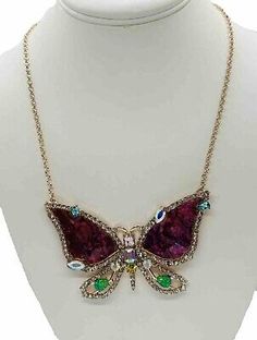 Betsey Johnson Pink bejeweled crystal Butterfly necklace NWT Rare  | eBay Glamorous Jeweled Rhinestone Necklace As Gift, Glamorous Jeweled Crystal Necklaces For Gifts, Glamorous Rhinestone Necklace For Gift, Glamorous Rhinestone Necklace As Gift, Multicolor Crystal Jewelry With Chain, Glamorous Jeweled Crystal Necklace For Gift, Multicolor Crystal Chain Jewelry, Crystal Rhinestone Jeweled Pendant Necklace, Jeweled Crystal Rhinestone Pendant Necklace