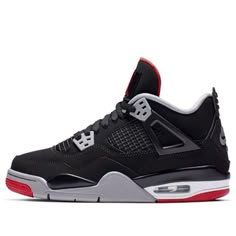 (GS) Air Jordan 4 Retro OG 'Bred' 2019 408452-060 Big Kids Basketball Shoes  -  KICKS CREW Tenis Jordan Retro, Jordan 4’s, Nike Air Jordan 4 Retro, Pretty Sneakers, Nike Air Jordan 4, Jordan Retro 4, Dr Shoes, Black Jordans, Jordan Shoes Retro