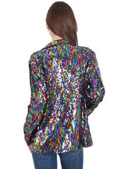 Feel confident and look fabulous in this stunning sequined sparkle Open Front Party Blazer. This dazzling jacket features a unique sequin detail, an open-front design, and velvet detailing for a standout look. Perfect for any formal event or a night on the town. Fabric Type: 100% Polyester Care Instructions: Hand Wash Only Winter Knit Hats, Night On The Town, Boot Accessories, Winter Knits, Sunglass Frames, Front Design, Feel Confident, Front Open, Formal Event