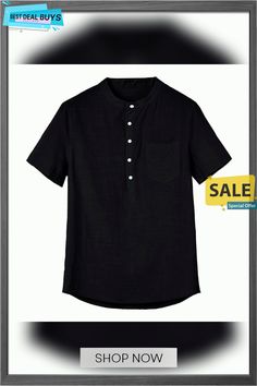 Men's Linen Shirt Summer Shirt Casual Shirt Beach Shirt Henley Spring Summer Short Sleeve Black White Navy Blue Plain Outdoor Street Clothing Apparel Button-down Summer Casual Collar Short Sleeve Shirt With Buttons, Summer Short Sleeve Shirt With Casual Collar, Casual Collar Short Sleeve Shirt For Summer, Collared Beach Shirt With Placket, Summer Shirt With Casual Collar And Buttons, Solid Color Short Sleeve Shirt With Buttons For Summer, Summer Camp Shirt With Casual Collar And Buttons, Summer Camp Shirt With Casual Collar, Solid Short Sleeve Shirt With Buttons For Summer