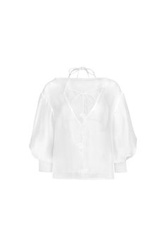 This exquisite piece features a straight cuff design and is crafted from luxurious chiffon fabric. The perfect addition to any fashionable wardrobe, it exudes sophistication and grace. Elevate your style with this premium top. Material: Chiffon (Top), Cotton (Bralette) Luxury Sheer Blouse With Long Sleeves, Luxury Long Sleeve Sheer Blouse, Luxury Sheer Long Sleeve Blouse, Luxury Silk Blouse For Summer, Luxury Silk Summer Blouse, Luxury Sheer Long Sleeve Tops, Classic Sheer Evening Tops, Classic Sheer Evening Blouse, Elegant Spring Blouse With Cuffed Sleeves