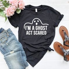 Funny Halloween Costumes - Halloween Shirt - Cheap Costume Ideas - I'm a Ghost Act Scared Tshirt - Ghost Shirt - Halloween Gift - Important note to our guests Welcome to our Etsy store. Please choose the shirt color carefully since they vary each other. V-neck section or Racerback tanks have different color options. If you pick Women's V-neck shirt , please pick a color from its color chart , which is in the listing pictures. ( Please don't pick a color from other sections) Thank you for stoppin Motorhome Hacks, Sanderson Sisters Shirt, Zelt Camping, Real Estate Shirts, Camping Shirts Funny, Camp Shirts, Mountain Shirt, Travel Shirt, Hiking Shirt