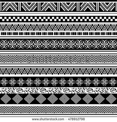 Tribal seamless pattern. Abstract background with ethnic ornament. Seamless background with different geometric shapes. Vector illustration Black And White Vector, Arm Band Tattoo, Mandala Design Pattern, Tangle Patterns, 1 Tattoo, Band Tattoo