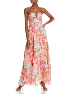 Free shipping and easy returns on Ramy Brook Sierra Womens Chiffon Strapless Evening Dress. Manufacturer - Ramy Brook Retail - $645.00 Style Type - Evening Dress Collection - Cute Long Formal Dresses, Garden Party Wedding Guest Dress, Sorority Formal Dress Long, Highschool Prom, Senior Dress, Long Floral Dresses, Yellow Ruffle Dress, Long Spring Dresses, Sorority Formal Dress