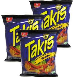 three bags of taks potato chips