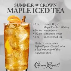 an advertisement for the crown maple iced tea