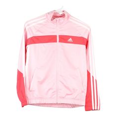 Vintage pink Age 11-12 Adidas Track Jacket - girls medium Winter Sports Track Jacket In Pink, Pink Winter Sports Track Jacket, Pink Winter Track Jacket For Sports, Pink Athleisure Track Jacket For Streetwear, Winter Pink Track Jacket For Sports, Pink Hooded Track Jacket For Sports, Pink Fall Sports Outerwear, Pink Outerwear For Sports In Fall, Pink Outerwear For Fall Sports