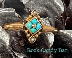 Victorian 10k gold turquoise and seed pearl evil eye ring.  This is a super pretty, very old vintage multi-stone ring with 4 intricately cut turquoise gems and it is very Victorian esque.  It is made of 10k yellow gold (not stamped but has been tested to be 10k gold) and the inside of the band is stamped with an H which we believe is part of its makers mark.  Antique evil eye rings are very rare and can be said to be simply a strike of good luck when you find one! This dainty and beautiful golde Antique Blue Turquoise Ring Gift, Victorian Turquoise Rings As Gifts, Antique Yellow Gold Turquoise Ring Gift, Victorian Turquoise Rings For Gift, Turquoise Jewelry Gold, Evil Eye Ring Gold, Adjustable Green Turquoise Ring, Spiritual Style, Vintage Turquoise Jewelry, December Birthstone Ring