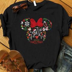 Mickey Head Christmas Cute Christmas Disney Vacation Merry Christmas Disney Shirt, Mickey And Minnie Christmas Shirt, Christmas Shirts Mickey, Mickey And Minnie Christmas Shirts, Disney Christmas Shirts For Women, Minnie Christmas Shirt, Wdw Christmas Shirts, Christmas Outfits Ideas, Disney Christmas Decorations