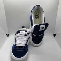 Nwot Vans Knu Skool Skate Sneakers Navy/True White Vn0009qcnwd 721356 M8 W9.5 We Try To Be As Transparent As Possible And Take 10-12 Photos. A Few Things To Note To Make This A Great Buying Experience. 1. See Size Tags To Confirm Your Size. To Be Safe Always Go Off The Tag 2. Please See All Photos For Condition. Even New Items May Have A Scuff Mark Due To Store Wear. Please See Every Photo. 3. Used Items:There Is A Small Possibility That A Small Stain Can Be Found. We Are Usually Good At Spottin Vans Old Skool Hi, Vans Old Skool Checkerboard, Vans Authentic Shoes, Green Flag, Disney Vans, Women Skates, Skate Sneakers, Womens Hiking Shoes, Vans Blue