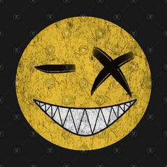 a yellow smiley face with an airplane on it's nose and two black wings