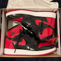 Air Jordan 1 Retro High Og Gs, Authentic And Brand New. Patent Black And Varsity Red. Size 5 In Kids, 37 Euro Womens. Nike Jordon 1 Black And Klue, Air Jordan 1 Retro High Red, Nike Air Jordan 1 Mid Black Fire Red, Jordans 1 High Black, Red And Black Proposal Decor, Nike Air Jordan 1 Retro High Og Chicago, Red Jordan Air, Red Jordan Nike, Tennis Nike Air Force Rojos