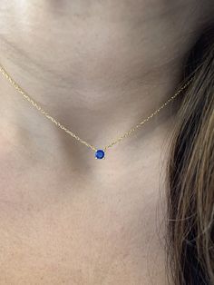 Sapphire Solitaire Necklace / Blue Sapphire Pendant / Bridal Sapphire Solitaire Necklace / Solitaire Prong Necklace / September gemstone / BRIDAL NECKLACE / Gift Idea / Layering Necklace / Delicate Diamond Necklace / GIFT FOR HER / BIRTHDAY GIFT / MINIMALIST NECKLACE / BRIDAL PARTY GIFT / WEDDING GIFT / LAYERING NECKLACE STUNNING HAND MADE SAPPHIRE PRONG SET NECKLACE YELLOW GOLD PLATED STERLING SILVER NON TARNISH RHODIUM PLATED. THE LENGTH OF THE CHAIN IS ADJUSTABLE.. CAN BE WORN FROM 15.3 TO 18 Sapphire Jewelry Gift With Round Stone, Sapphire Jewelry With Round Stone For Gifts, Dainty Sapphire Jewelry With Round Cut, Round Sapphire Jewelry Gift, Dainty Round Cut Sapphire Jewelry, Gift Jewelry With Round Sapphire, Adjustable Blue Birthstone Jewelry, Blue Birthstone Dainty Jewelry, Blue Clavicle Chain Jewelry As Gift