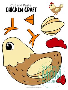 the cut and paste chicken craft is shown