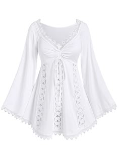 PRICES MAY VARY. Featurel--Renaissance style, v-neck, lace trim, costume top, hollow out, solid color, ruched, long sleeves, bell sleeves, raglan sleeves Matching--This gothic top can be worn not only with jeans, flares, shorts, and skirts. as everyday fashionable wear but also with hats, necklaces, boots, etc. as a role play on Halloween. Also, a Renaissance costume or carnival costume is also a good option. Occasions--This long sleeves tee is suitable for daily, halloween witch costume, Renais Clothes Sewing Patterns Free, Goth Mood Board, Cullen House, Baby Clothes Sewing Patterns, Witchy Goddess, Hime Gal, Sewing Patterns Clothes, Doll Clothes Sewing Patterns, Rosegal Plus Size