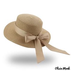 Olivia Mark - Flat brim straw hat female bow knot floating band straw flat top sun hat clothing accessories beach cap Straw Hats For Women, Bucket Hat Beach, Cute Summer Fits, Tomato Girl, Dubai Outfits, Summer Straw Hat, Beach Model, Summer Hats For Women, Straw Hats