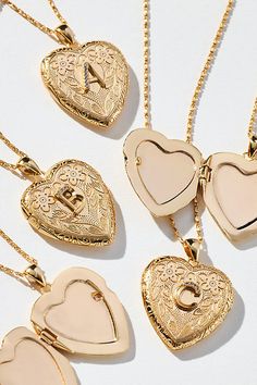 Fancy this: the season’s most treasured giftables. A monogram moment stands out on this functional locket, delicately detailed with a floral design. | Monogram Heart Locket Necklace by Anthropologie in Alphabet, Women's, Gold/Plated Brass Cute Rose Gold Necklace, Cute Jewelry Girlfriend, Gold Heart Necklace Wallpaper, Luxury Jewelry Gift For Her, Cheap Locket Jewelry For Mother's Day, Christam Gifts For Mom, Cheap Personalized Locket Necklace Gift, Cute Necklaces Aestheti, Gold Necklace Beautiful