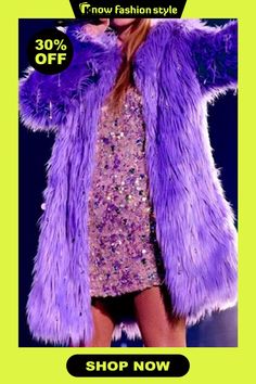 knowfashionstyle Purple Casual Faux Fur Long Outerwear Cardigan Coats Oversized Long Fur Coat For Spring, Glamorous Winter Party Outerwear, Faux Fur Long Sleeve Party Outerwear, Faux Fur Long Sleeve Outerwear For Party, Party Faux Fur Outerwear With Long Sleeves, Long Sleeve Faux Fur Outerwear For Parties, Oversized Purple Outerwear For Fall, Long Purple Winter Outerwear, Long Outerwear With Faux Fur Trim For Fall