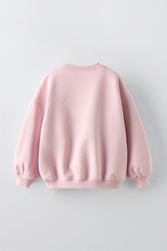 HEART SWEATSHIRT - Pink | ZARA United States Heart Sweatshirt, Sweater Blazer, Cardigan Sweater Jacket, Round Neck Sweatshirts, Knitwear Cardigan, Pink Sweatshirt, Zara United States, Girls Accessories, Linen Shirt