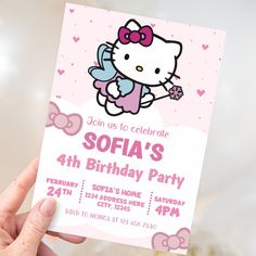 hello kitty birthday invitation template Hello Kitty First Birthday Party Ideas, Hello Kitty First Birthday, Hello Kitty Birthday Invitation, Hello Kitty Birthday Invitations, Hello Kitty Invitations, Editable Birthday Cards, Kitty Party, Hello Kitty Party, Hello Kitty Birthday