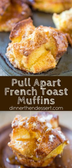 french toast muffins are stacked on top of each other