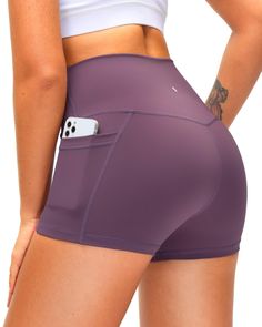 PRICES MAY VARY. Lightweight & Comfortable Fabric: Non see-through, moisture wicking, quick-dry, breathable and 4-ways stretchy fabric provide maximum comfort while you work out. Two Deep Side Pockets: The two side pockets on the yoga biker shorts can free your hands when you do exercise. Perfect for your 6.5"/5.8"/"4.7" cell phone, keys, cards or other items. High Wasit & Tummy Control: High-rise waistband has a high tummy support and keeps you feeling comfortable with no rolls or digs. Doesn’t Activewear Design, Yoga Leggins, Gym People, Yoga Skirt, Workout Shorts Women, Yoga Short, Medium Support Sports Bra, Functional Fashion, Athletic Workout