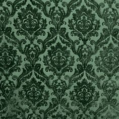 a green and black wallpaper with an ornate design on the back ground, it is very