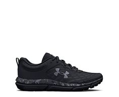 Under Armour Charged Assert 10 Men s Running Shoe Push the limits in the Charged Assert 10 men s running Shoe by Under Armour. Featuring a breathable mesh upper with durable synthetic overlays, this lace-up Sneaker is built to handle it all. The sockliner & Charged Cushioning foam midsole deliver supportive comfort with a fun camo print, while the outsole provides impact protection for confident strides. Mesh/synthetic upper Lace-up closure EVA socklinerCharged Cushioning Under Armour Breathable Running Shoes For Workout, Breathable Under Armour Running Shoes For Workout, Casual Under Armour Sneakers For Workout, Sporty Under Armour Running Shoes For Workout, Black Athleisure Running Shoes For Outdoor, Black Outdoor Athleisure Running Shoes, Outdoor Black Athletic Fit Running Shoes, Black Moisture-wicking Trail Running Shoes For Training, Outdoor Athletic Fit Black Running Shoes