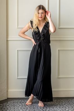 black maxi dress V Black, Pleated Chiffon Skirt, Boutique Maxi Dresses, Pleated Chiffon, The Amalfi Coast, Game Dresses, Pleated Maxi Dress, Guest Dress, Fabulous Dresses