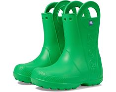 Crocs Kids Handle It Rain Boot (Toddler/Little Kid) | Zappos.com Casual Green Slip-resistant Rain Boots, Casual Green Weatherproof Rain Boots, Green Non-slip Rain Boots For Outdoor, Green Slip-resistant Casual Rain Boots, Casual Insulated Green Rain Boots, Casual Green Insulated Rain Boots, Casual Green Boots For Rainy Season, Pink Grass, Colorful Candy