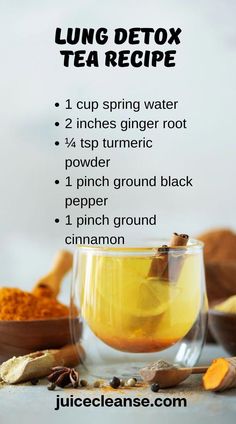 Lung Detox, Detox Tea Recipe, Healthy Drinks Smoothies, Healthy Juice Recipes, Healthy Teas, 140 Pounds, Healthy Drinks Recipes