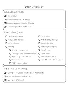 the daily checklist is shown in black and white