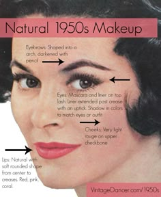 1950’s Makeup, 1950s Makeup Tutorial, 1950 Makeup, 1950s Hair And Makeup, 1950's Makeup, 1950s Beauty, Make Up Guide