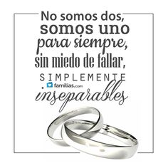 two wedding rings with the words, no sonos dos somos uno para sempre, sin media de tallar simplemente insepables