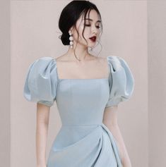 Elegant Puff Sleeve Off Shoulder Vintage Dress on Storenvy Satin Homecoming Dress, Design Moda, فستان سهرة, Cocktail Party Dress, Solid Clothes, Looks Vintage, Women's Summer Fashion, Collar Dress, Vintage Dress