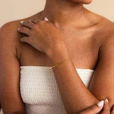 Our versatile Curb Chain Bracelet is perfect for wearing alone or stacking for a trendy, layered look. Its bold, timeless design suits any occasion, making it an essential piece for your minimal jewelry collection. SKU: RR-BR067 Product Details Finish/Material: 18K Gold Over Brass ∙ Rhodium Over Brass Featuring a ~3mm wide Curb Chain Bracelet, adjustable from ~6 to 8 inches Featured Styles Part of our Everyday Essentials Collection Model showcases a bold, layering look featuring our Rope Chain B Elegant Double Strand Curb Chain Jewelry, Minimalist Gold Tennis Bracelet, Classic Double Chain Bracelet Gift, Elegant Cuban Link Bracelet For Everyday, Elegant Double Chain Charm Bracelet As Gift, Minimalist Gold Tennis Bracelet For Everyday, Modern Charm Bracelet With Box Chain For Everyday, Gold Minimalist Tennis Bracelet With Adjustable Chain, Minimalist Gold Tennis Bracelet With Adjustable Chain