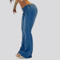 Introducing the 2023 Summer Collection's street-style jeans for women ââ‚?the perfect blend of contemporary fashion. nostalgic grunge. and refined sophistication! These jeans boast a distinctive double waistline and low-waist cut. paired with front seams and a light-wash finish for a timeless bootcut look. Plus. with a zipper and button closure. they offer both functionality and style.Why They're Your Next Summer Staple Grunge Galore: Inspired by the iconic '90s grunge movement. these jeans exud Fitted Denim Blue Jeans With Standard Cut Leg, Fitted Medium Wash Cropped Jeans, Denim Blue Mid-rise Flare Jeans With Five Pockets, Fitted Denim Blue Pants, Fitted Denim Jeans With Standard Cut Leg, Stretch Wide Leg Dark Wash Jeans, Fitted Straight Leg Medium Wash Pants, Stretch Flare Jeans In Denim Blue, Mid-rise Stretch Denim Flare Jeans