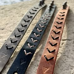 This gender-neutral bracelet is made from a half-inch wide, hand-cut band of genuine vegetable-tanned leather. Carved down the middle and laced-up in an X design with a contrasting leather cord. Adjustable from 7-8.25” to fit most wrists. Looking for the same laced design but in a wider cuff? Check out the Bolt Leather Cuff here! For more in the EDGE Collection visit this page: EDGE COLLECTION. Have a small wrist? Contact me at hello@byjillhubbard.com and I’ll customize a fit that’s just right f Leather Strap Bracelet, Handmade Leather Bracelet, Scrap Leather Projects, Leather Lace Bracelet, Leather Bracelet Ideas, Upcycled Leather Jacket, Small Leather Projects, Leather Bracelet Diy, Neutral Bracelet