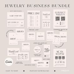 the jewelry business bundle is shown in black and white